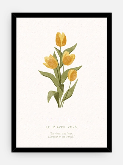 Affiche naissance Fleur de naissance - avril