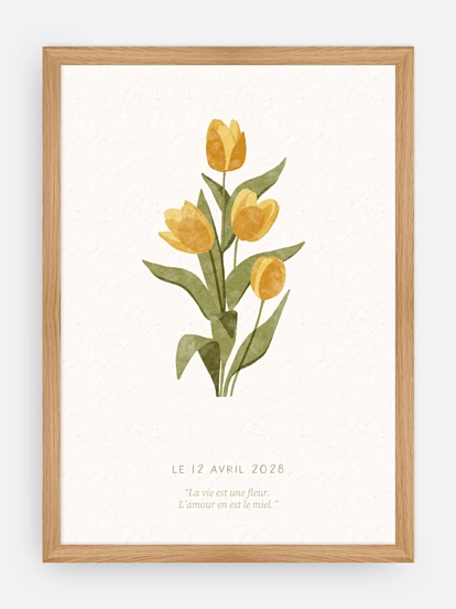 Affiche naissance Fleur de naissance - avril