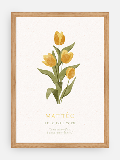 Affiche naissance Fleur de naissance - avril