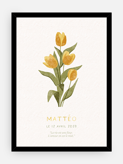 Affiche naissance Fleur de naissance - avril