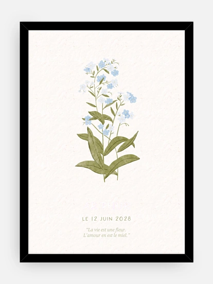Affiche naissance Fleur de naissance - juin