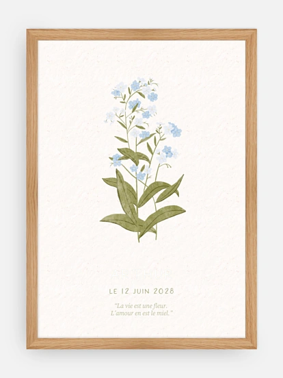 Affiche naissance Fleur de naissance - juin