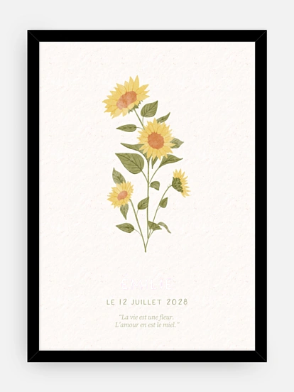 Affiche naissance Fleur de naissance - juillet
