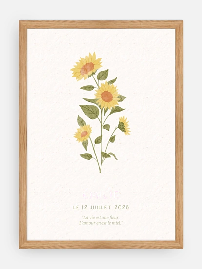 Affiche naissance Fleur de naissance - juillet