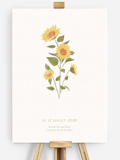 Affiche naissance Fleur de naissance - juillet