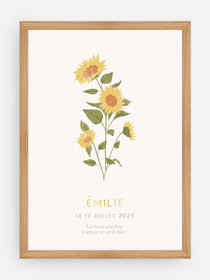 Affiche naissance Fleur de naissance - juillet