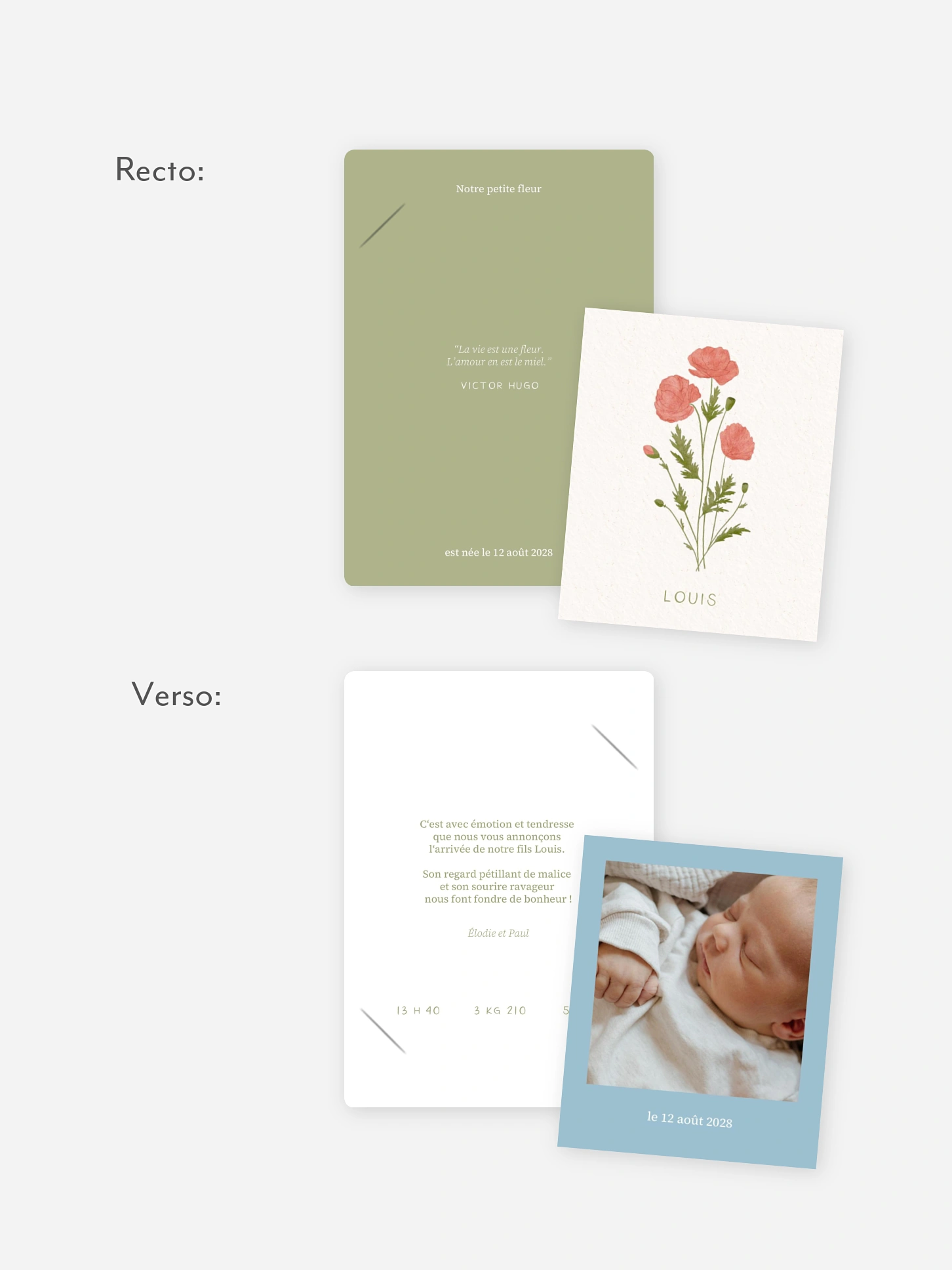Faire-part naissance Fleur de naissance - août