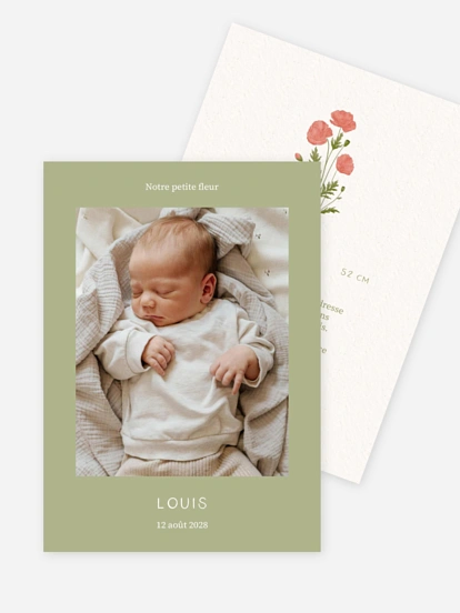 Faire-part naissance Fleur de naissance - août