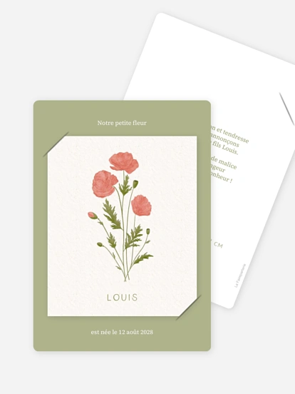Faire-part naissance Fleur de naissance - août
