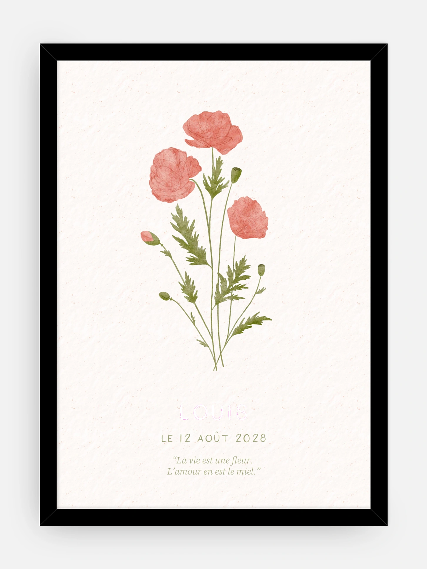 Affiche naissance Fleur de naissance - août