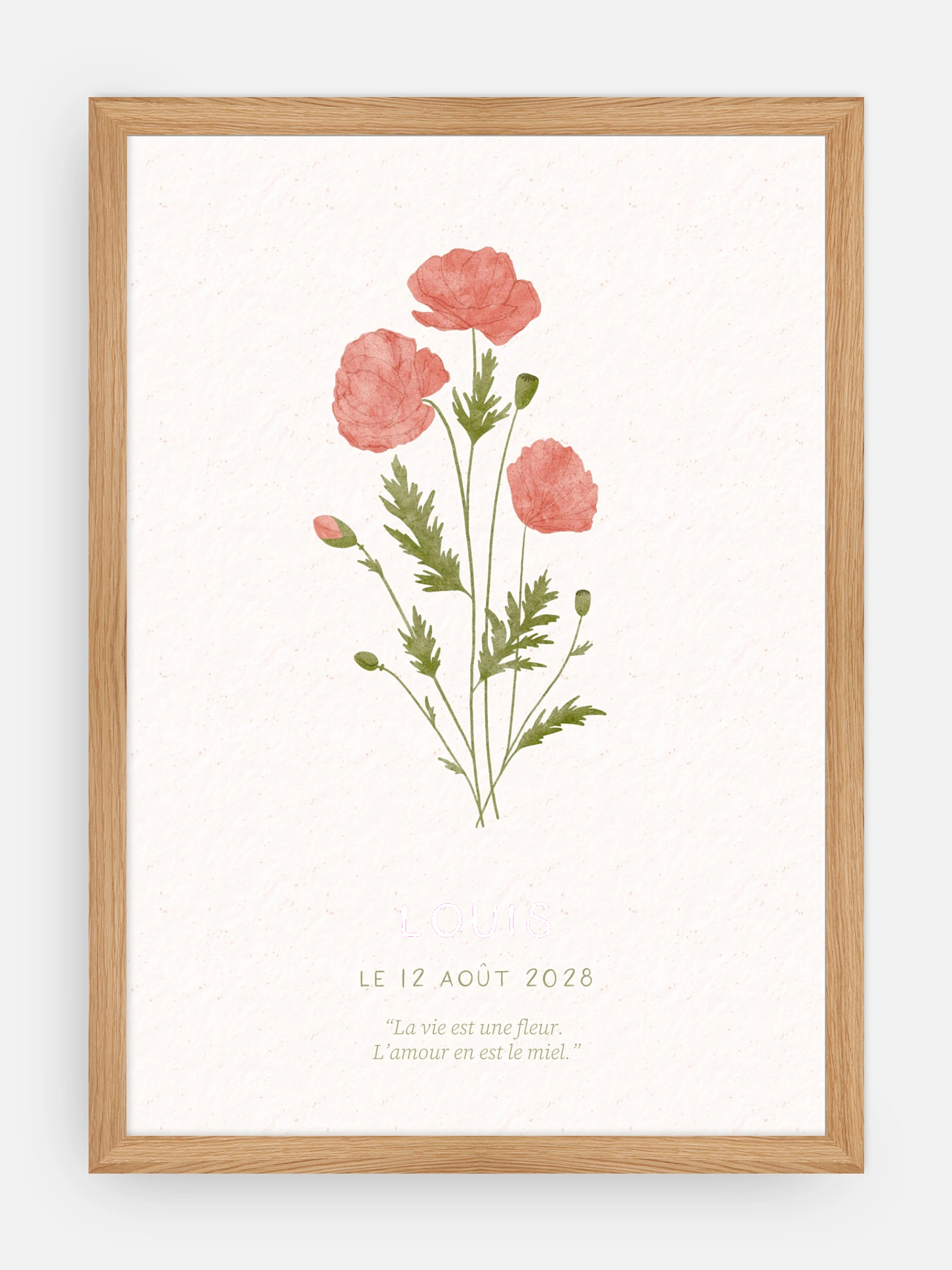 Affiche naissance Fleur de naissance - août