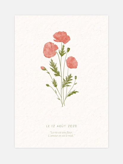Affiche naissance Fleur de naissance - août