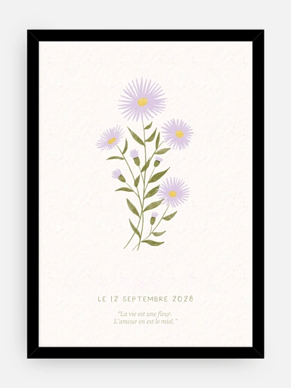 Affiche naissance Fleur de naissance - septembre