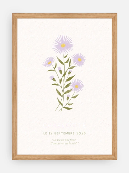 Affiche naissance Fleur de naissance - septembre