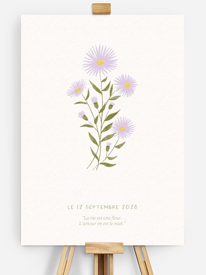 Affiche naissance Fleur de naissance - septembre