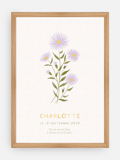 Affiche naissance Fleur de naissance - septembre