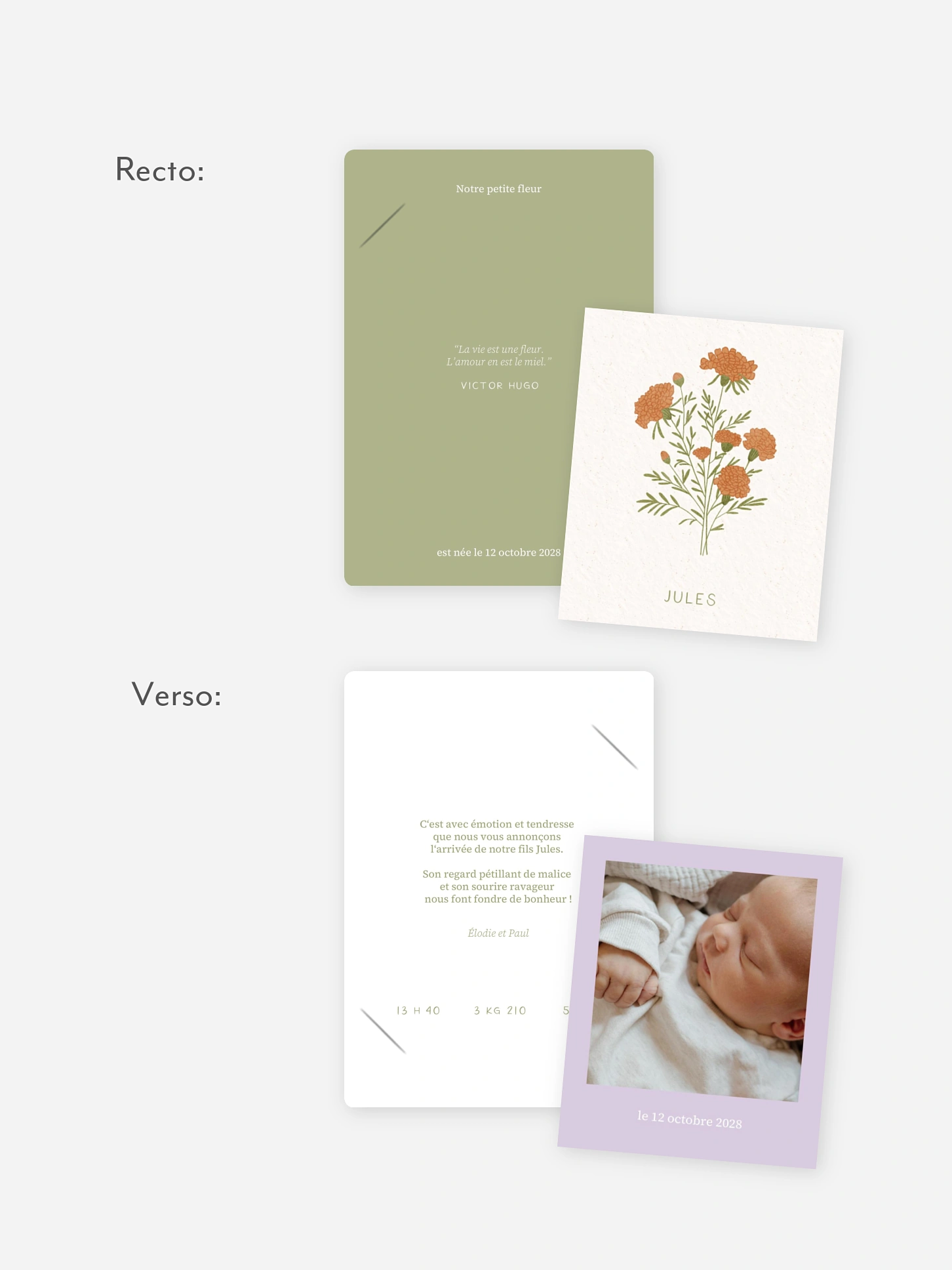 Faire-part naissance Fleur de naissance - octobre