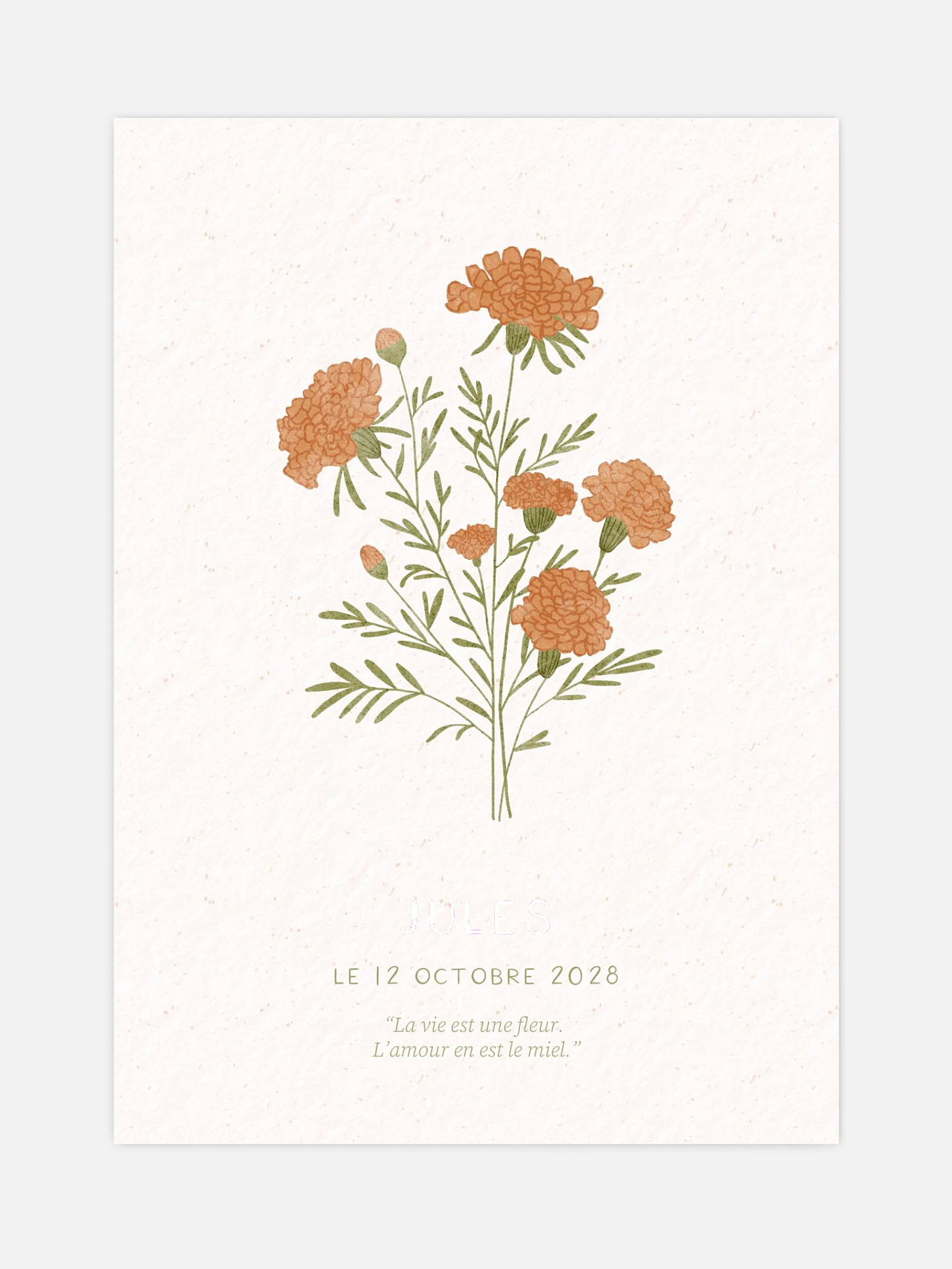 Affiche naissance Fleur de naissance - octobre