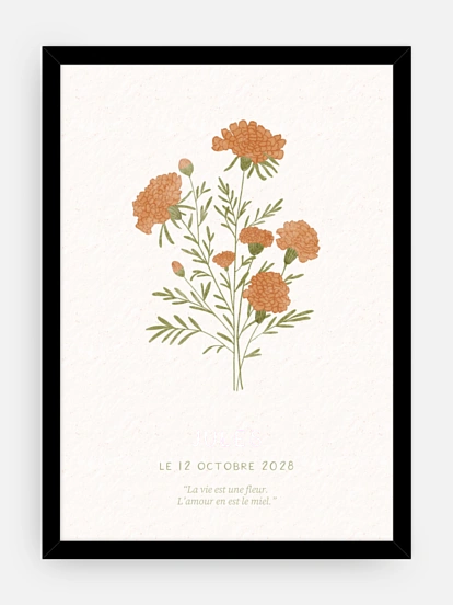 Affiche naissance Fleur de naissance - octobre