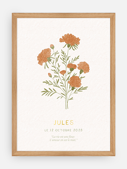 Affiche naissance Fleur de naissance - octobre