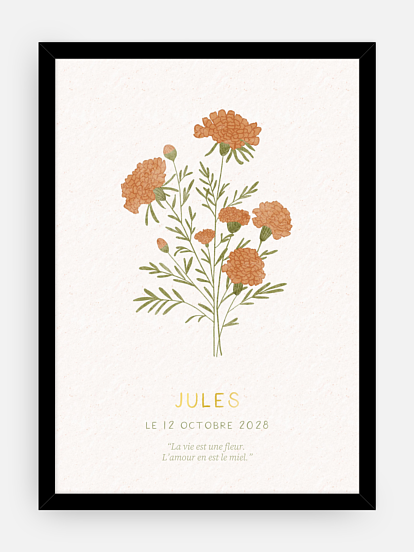 Affiche naissance Fleur de naissance - octobre