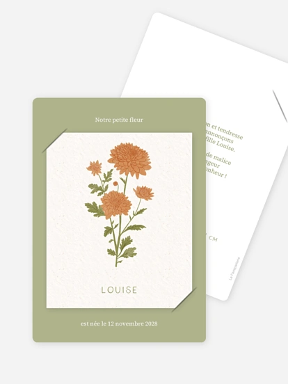 Faire-part naissance Fleur de naissance - novembre