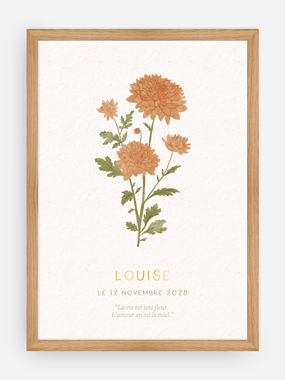 Affiche naissance Fleur de naissance - novembre