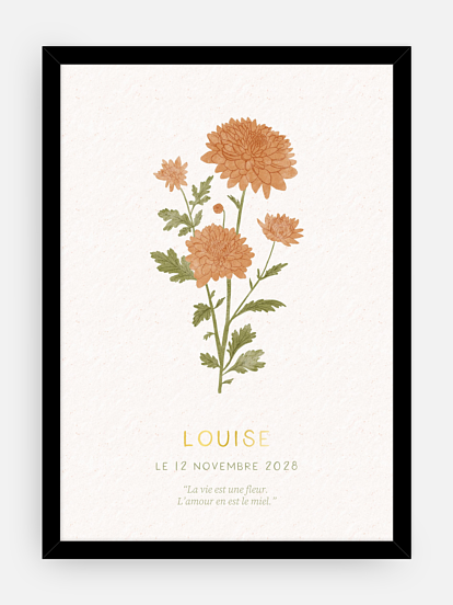 Affiche naissance Fleur de naissance - novembre