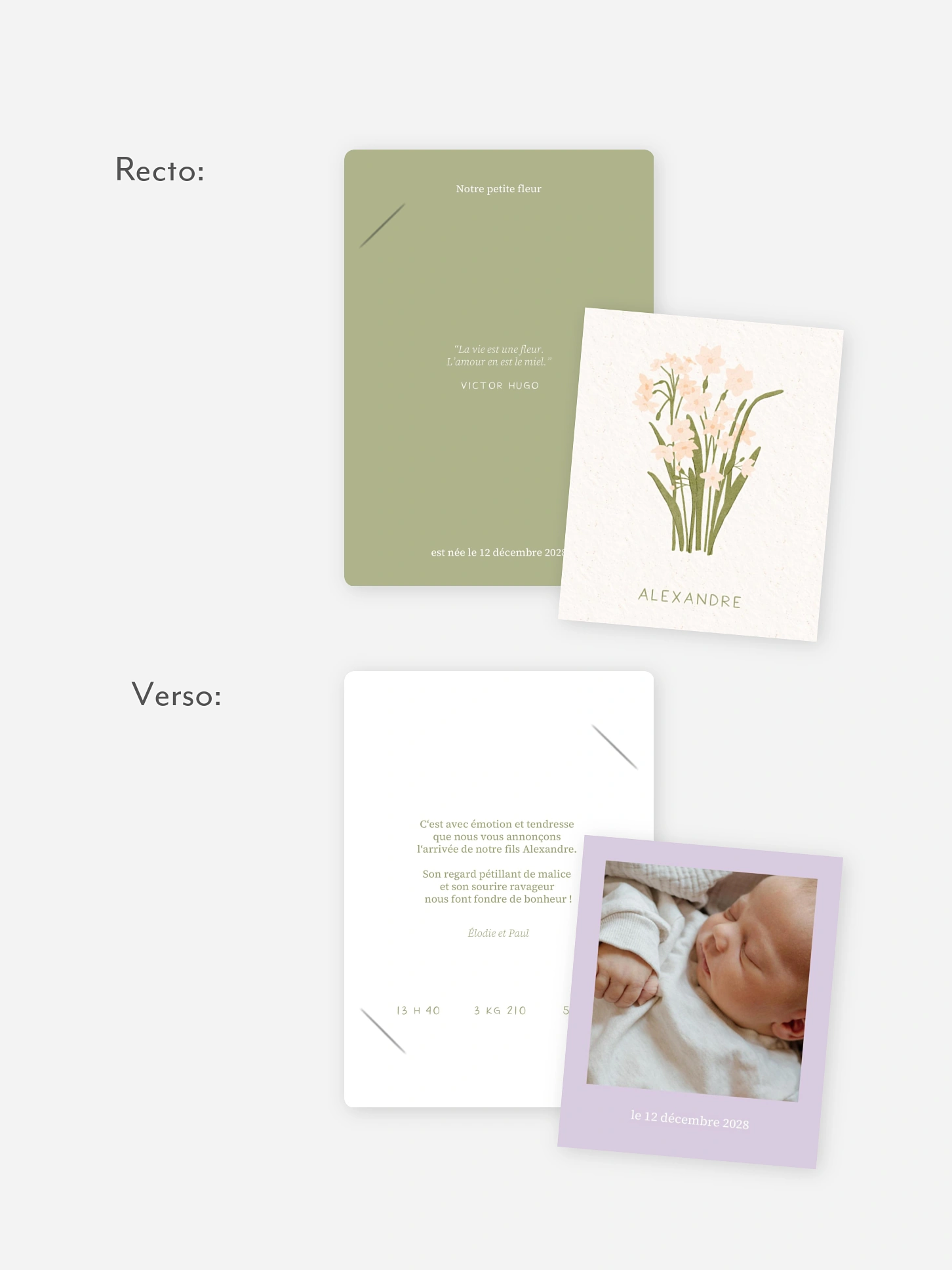 Faire-part naissance Fleur de naissance - décembre