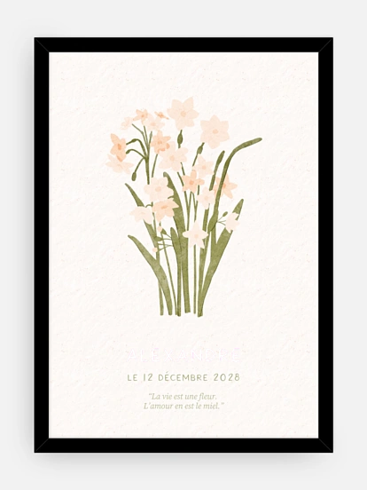 Affiche naissance Fleur de naissance - décembre