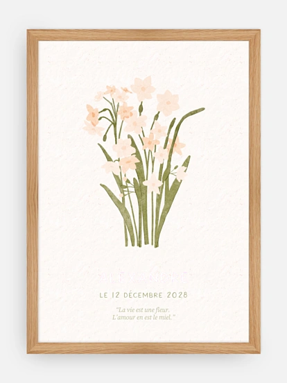 Affiche naissance Fleur de naissance - décembre