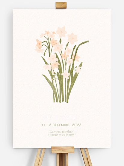 Affiche naissance Fleur de naissance - décembre