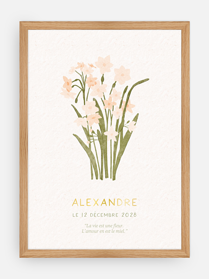 Affiche naissance Fleur de naissance - décembre