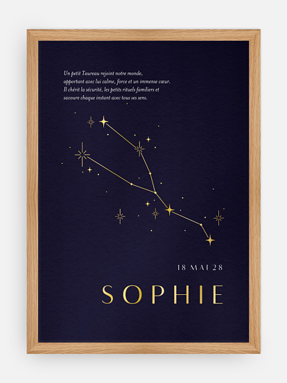 Affiche naissance Constellation du Taureau