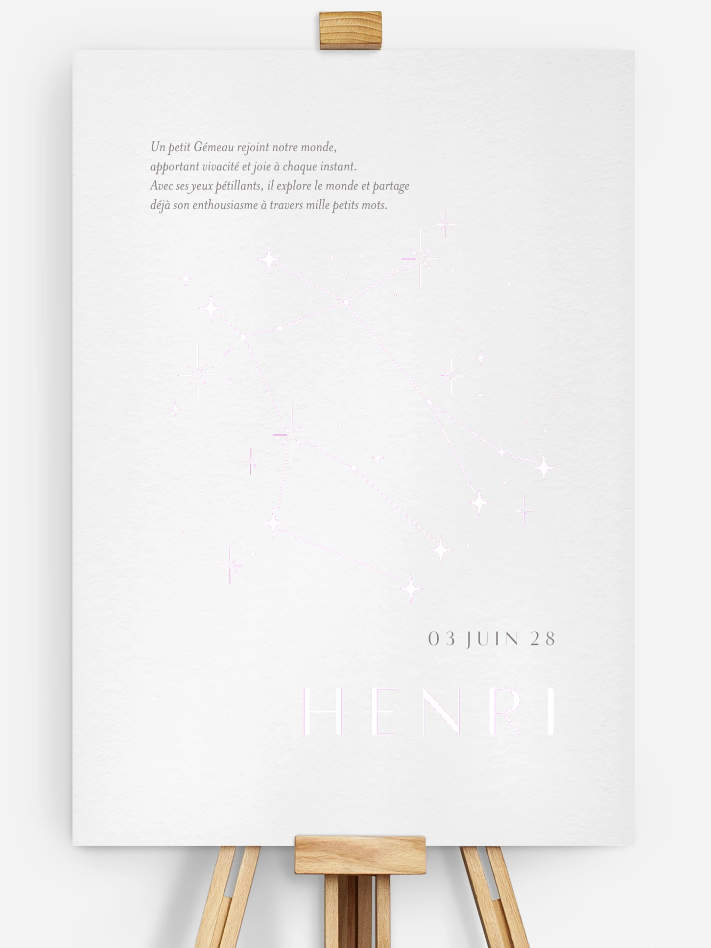 Affiche naissance Constellation des Gémeaux