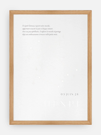 Affiche naissance Constellation des Gémeaux