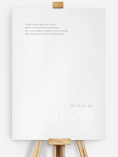 Affiche naissance Constellation des Gémeaux