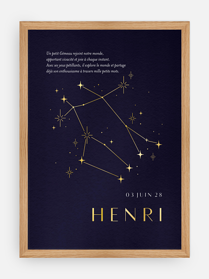 Affiche naissance Constellation des Gémeaux