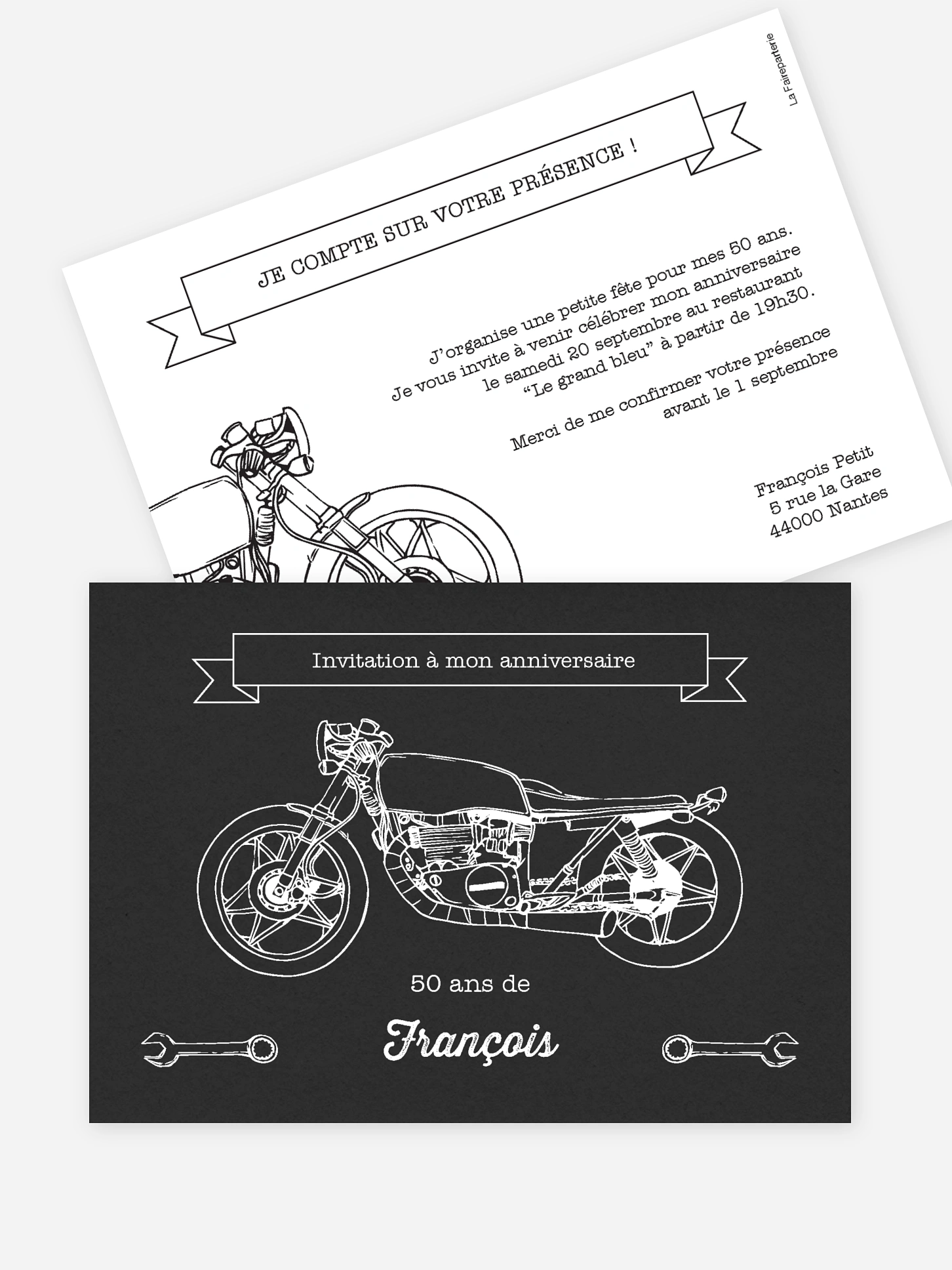 invitation anniversaire 50 Moto