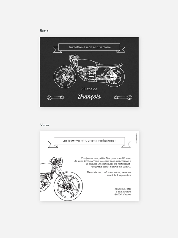 invitation anniversaire 50 Moto