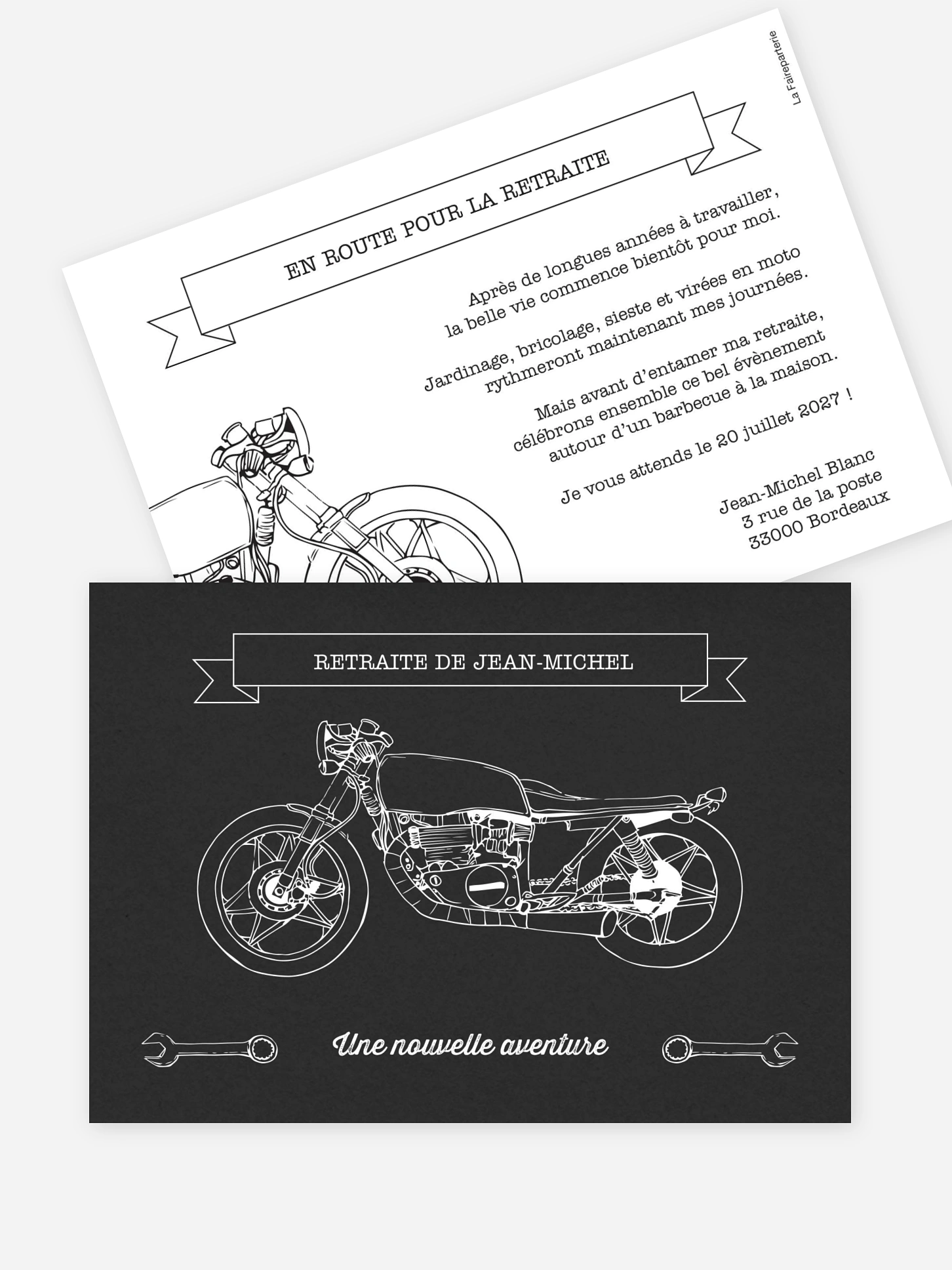 Carte invitation départ retraite Moto