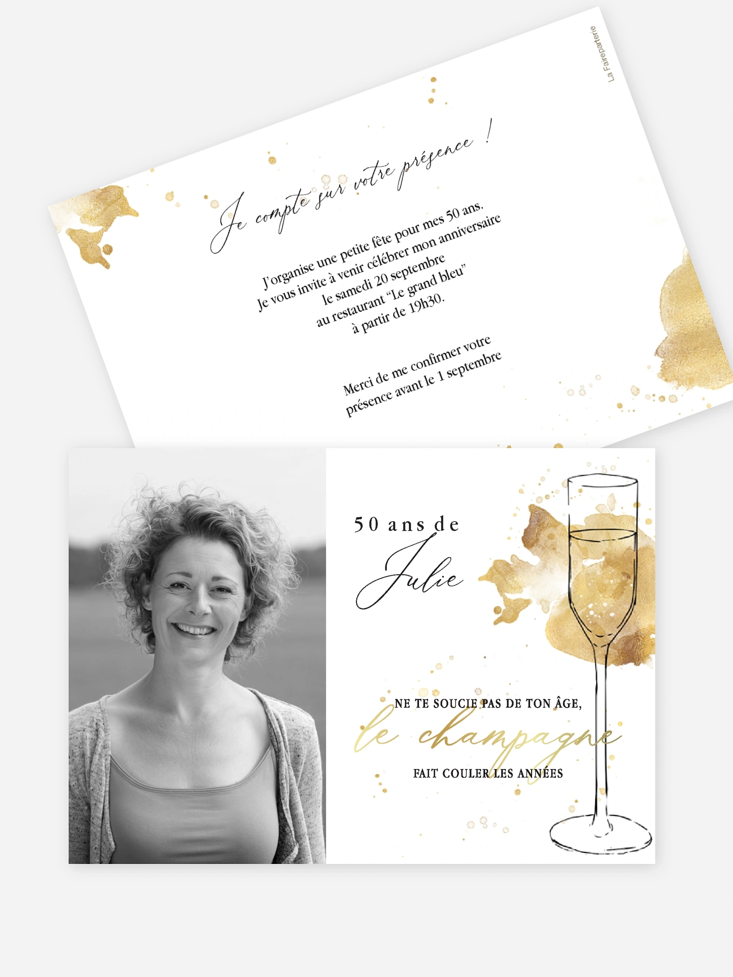 invitation anniversaire 50 Flûte à champagne