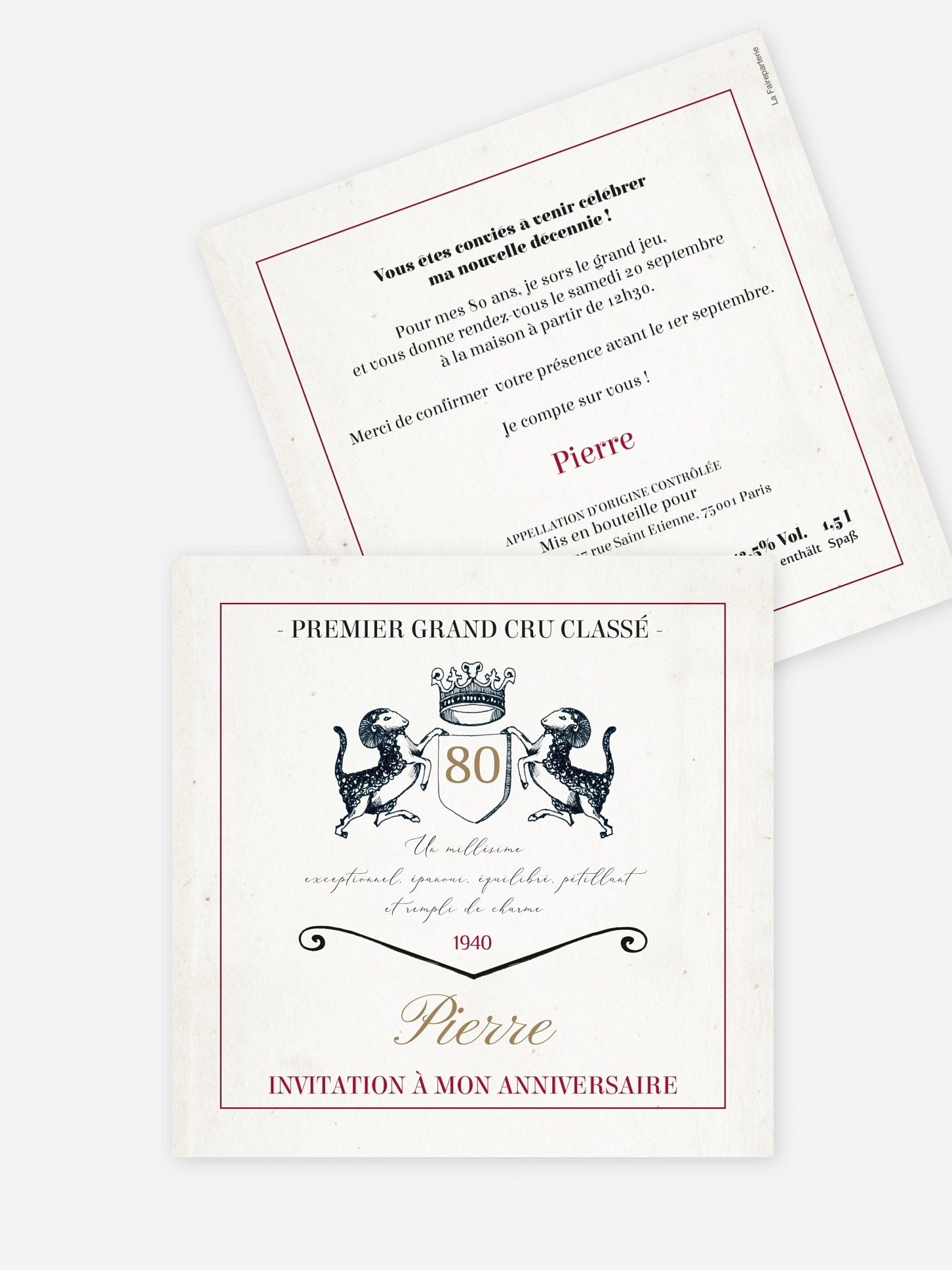 invitation anniversaire 80 Millèsime