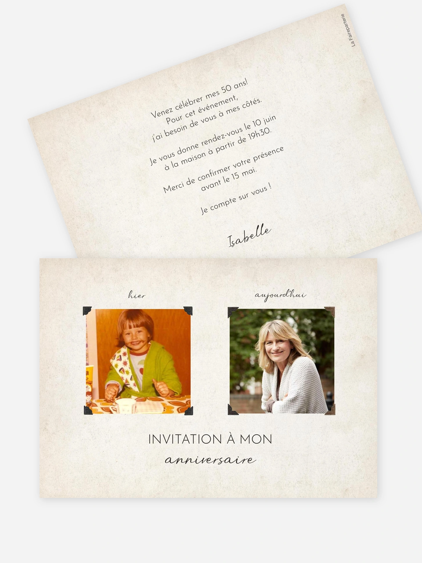 invitation anniversaire 50 Hier et aujourd'hui