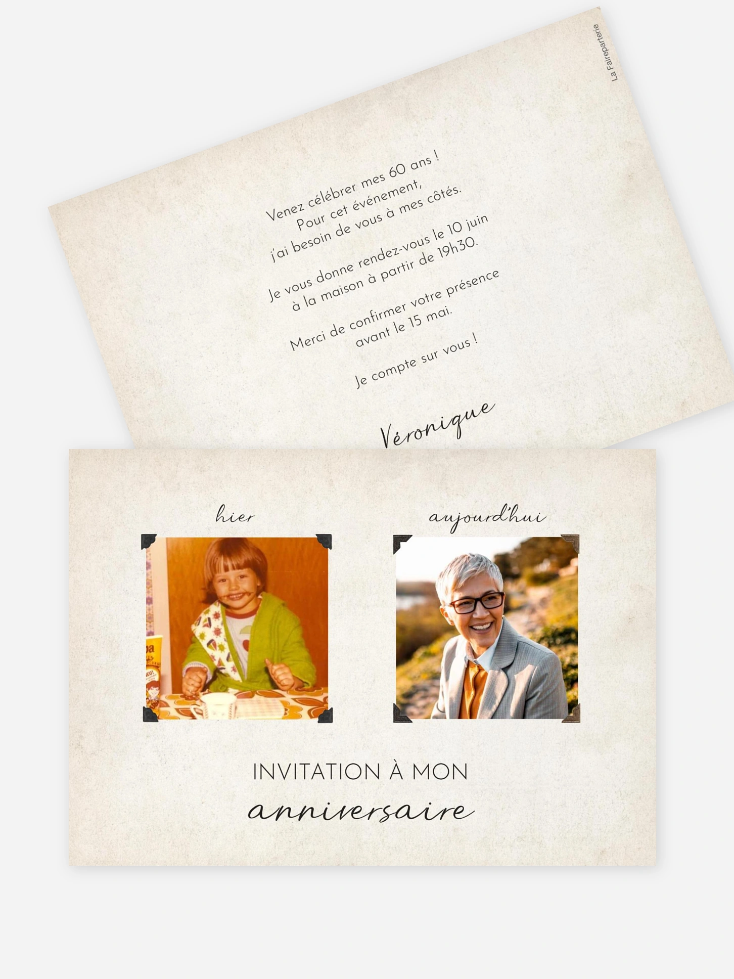 invitation anniversaire 60 Hier et aujourd'hui