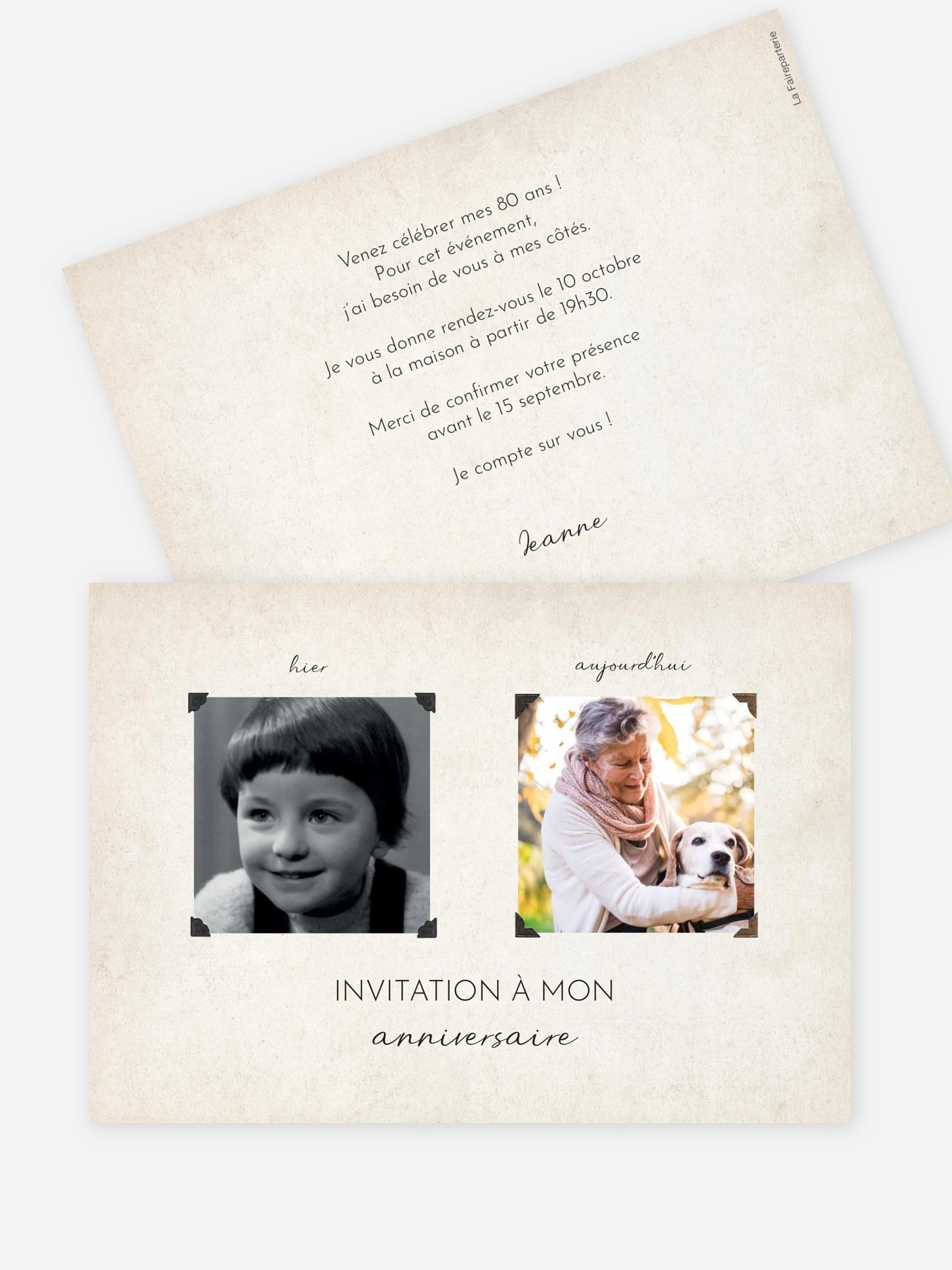 invitation anniversaire 80 Hier et aujourd'hui
