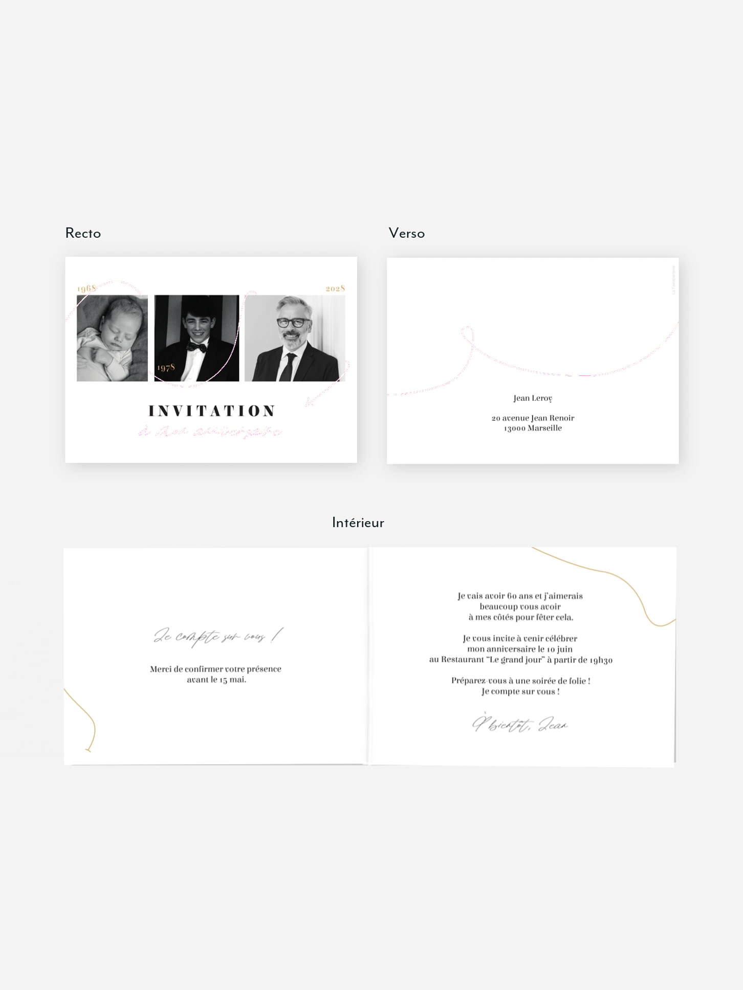 invitation anniversaire 60 Au fil du temps