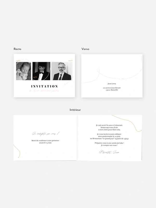 invitation anniversaire 60 Au fil du temps