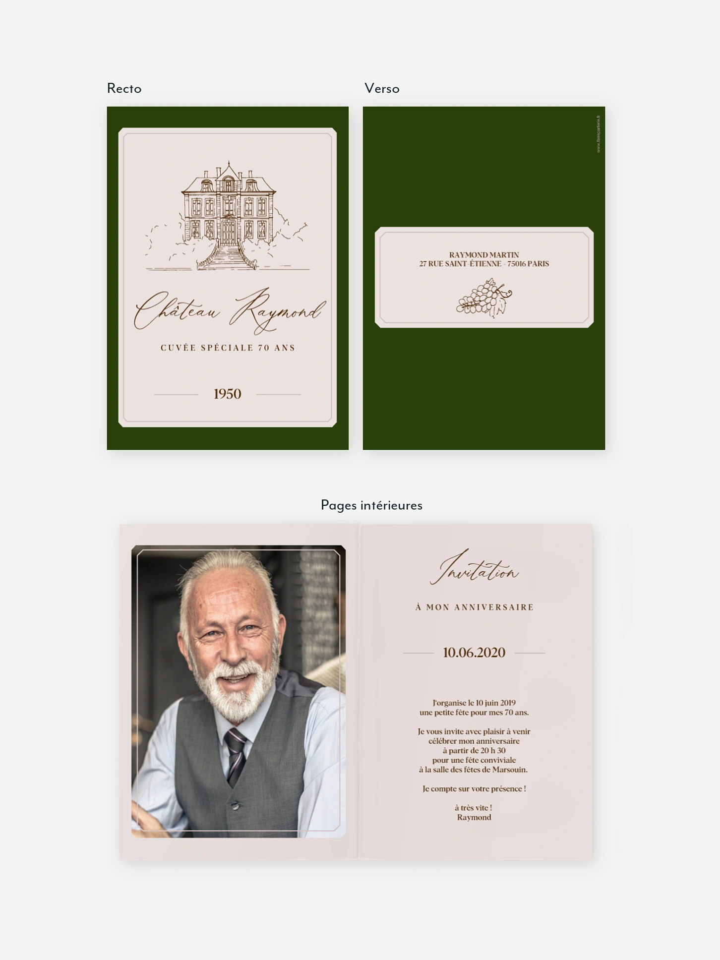 invitation anniversaire 70 Château