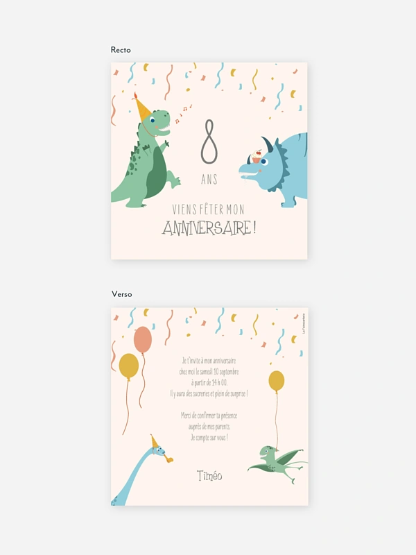 invitation anniversaire enfant Fête des Dinosaures